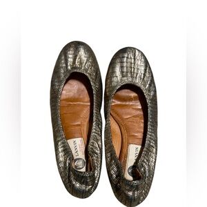 Lanvin Textured Silver Flats